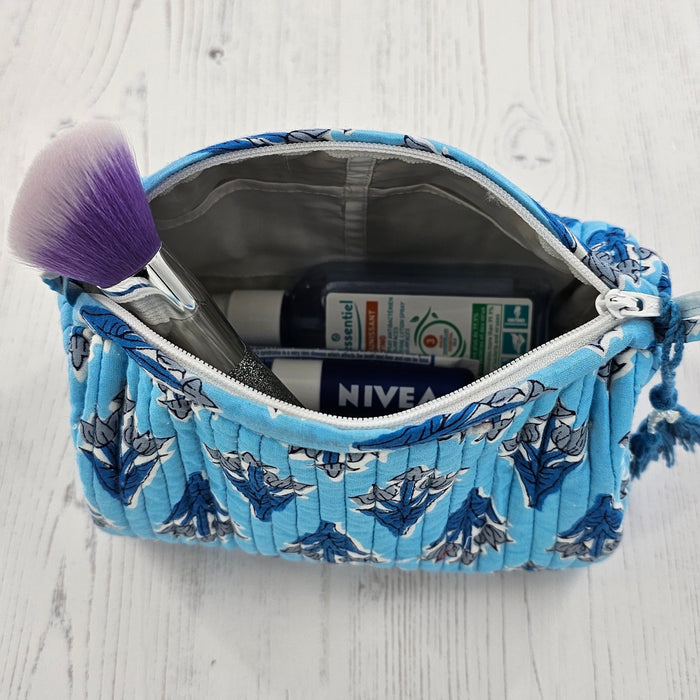 Block Print Wash Bag Sky Blue