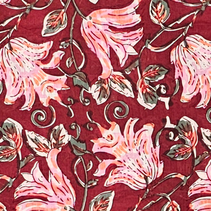 Block Print Cotton Sarong Cardinal Pink