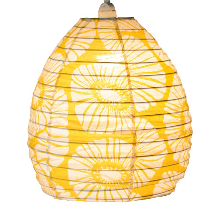 Yellow Beehive Pendant Lampshade: Retro Flowers Citrus Yellow