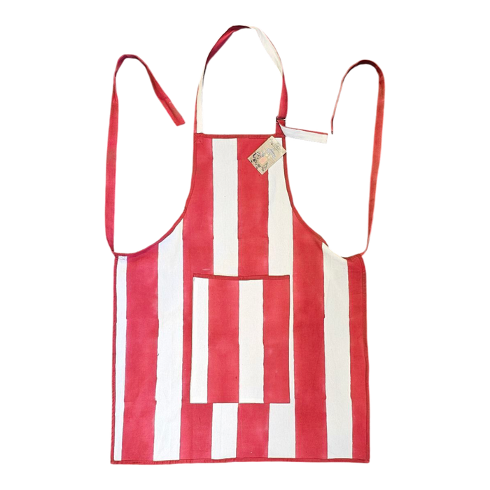 Cotton Apron with red and white stripes