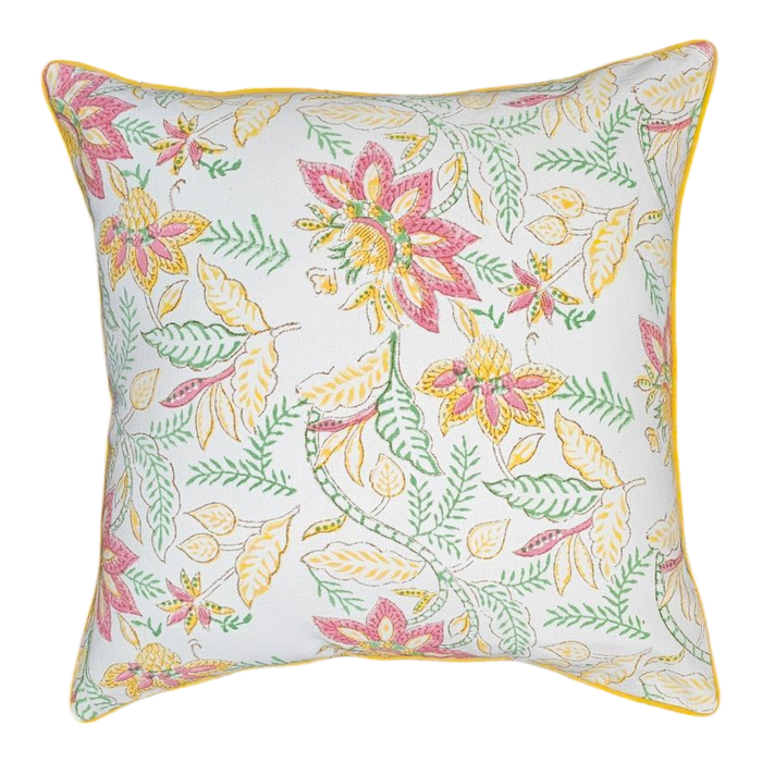Golden Sunshine Block Print Cushion