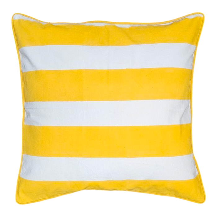 Golden Sunshine Stripes Block Print Cushon
