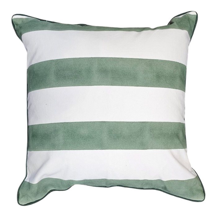 Iguana Green Stripes Block Print Cushion