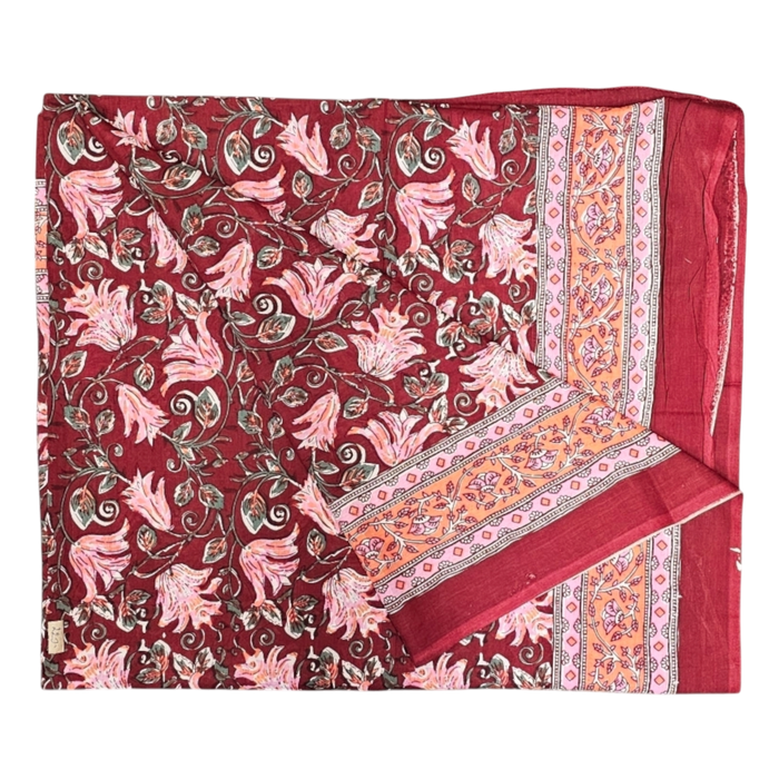 Block Print Cotton Sarong Cardinal Pink