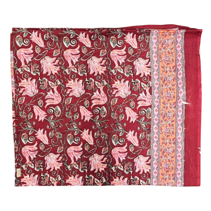 Block Print Cotton Sarong Cardinal Pink