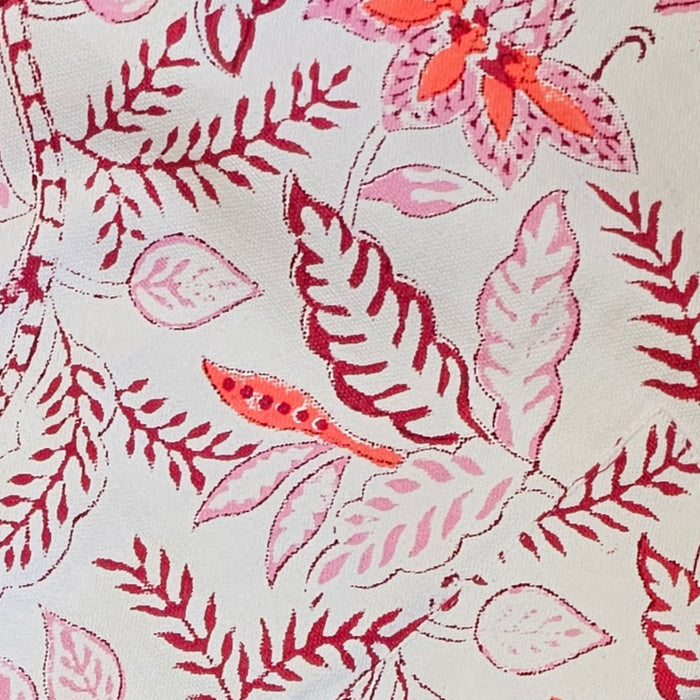 carmine floral design close up