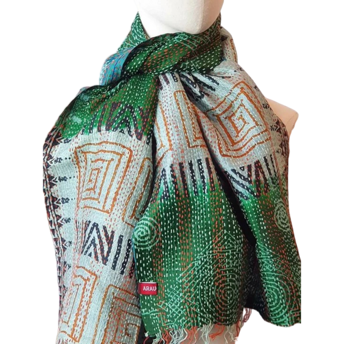 Reversible Silk Kantha Scarf