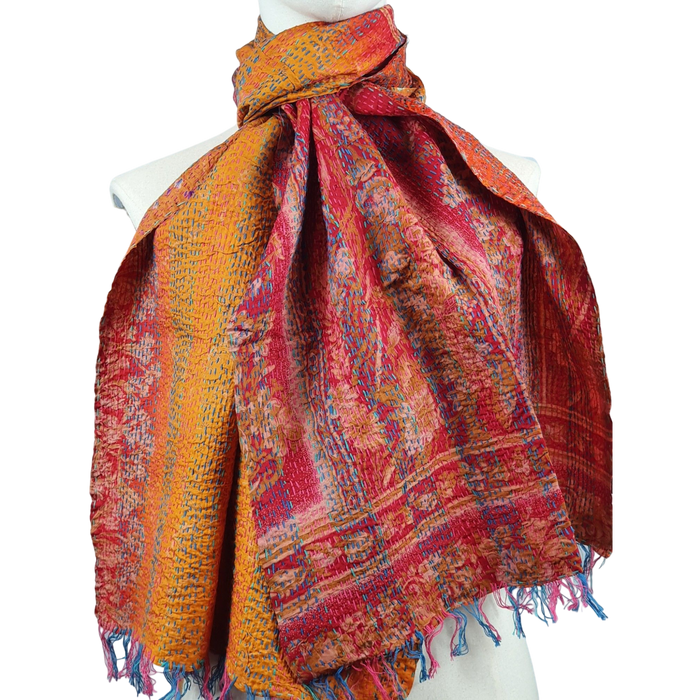 Reversible Silk Kantha Scarf