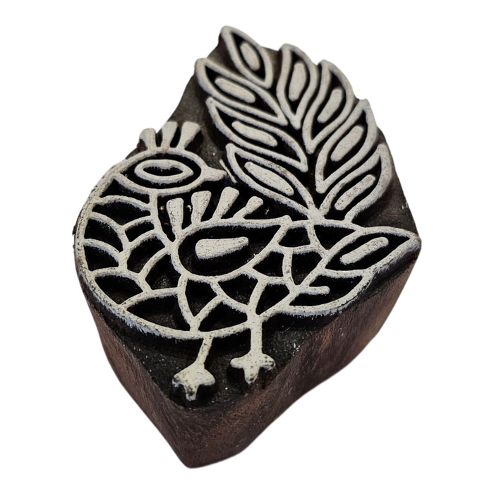 Peacock Design Wooden Carved Printing Block