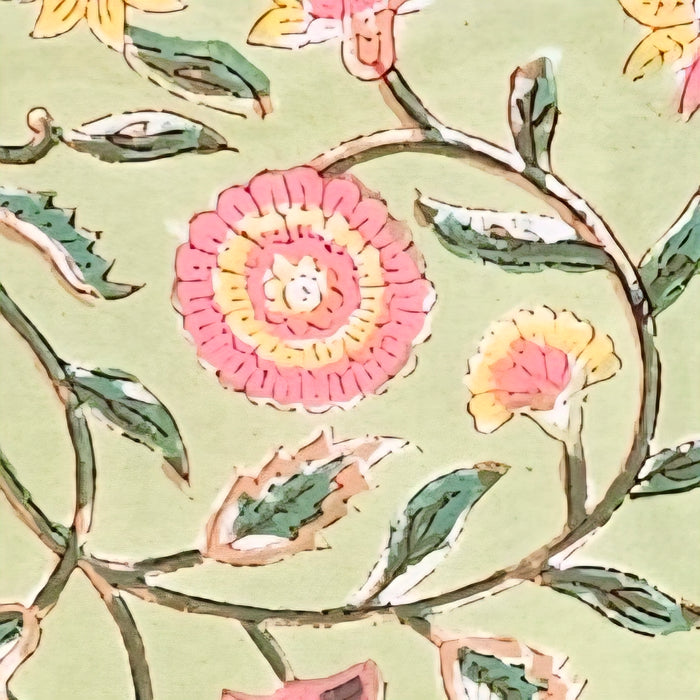 Beryl Green Block Print Tablecloth