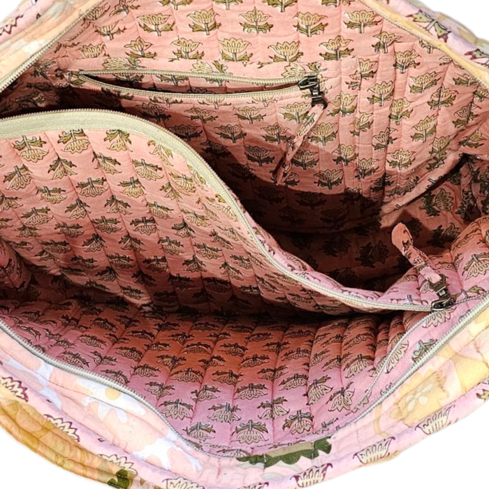 Peachy Floral Quilted Shoulder Bag