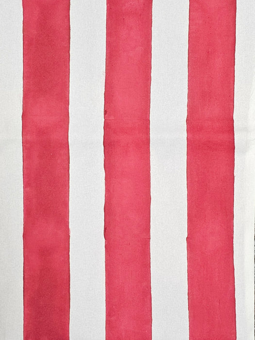 Block Print Tablecloth - Carmine Stripes Design