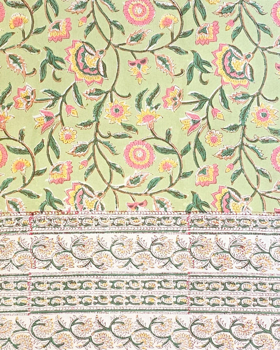 Beryl Green Block Print Tablecloth