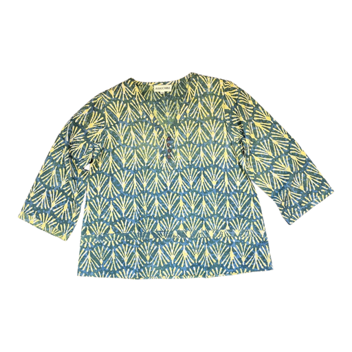 Dabu Print Cotton Top - Teal Fan