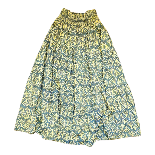 Dabu Print Cotton Skirt - Teal Fan Design