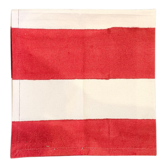 Block Print Cotton Napkins - Carmine Stripe