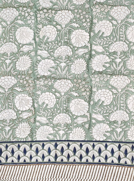Block Print Tablecloth - Iguana Floral Design