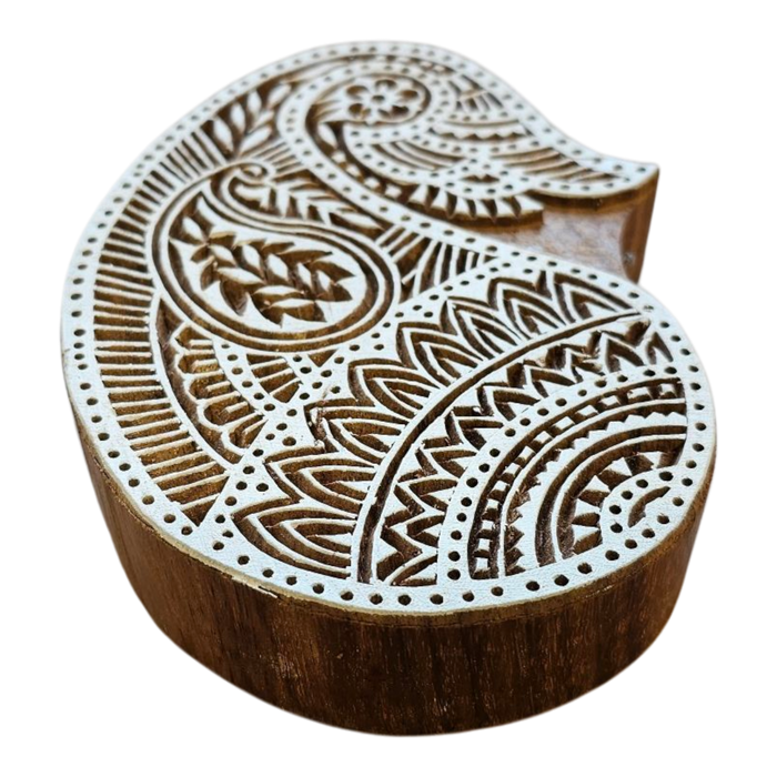 Large Paisley Wooden Carved Printing Block