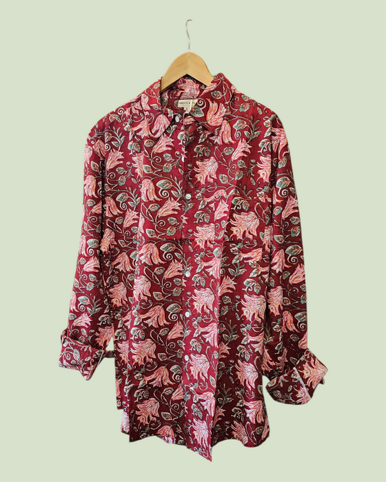 Block Print Shirt - Cardinal Pink