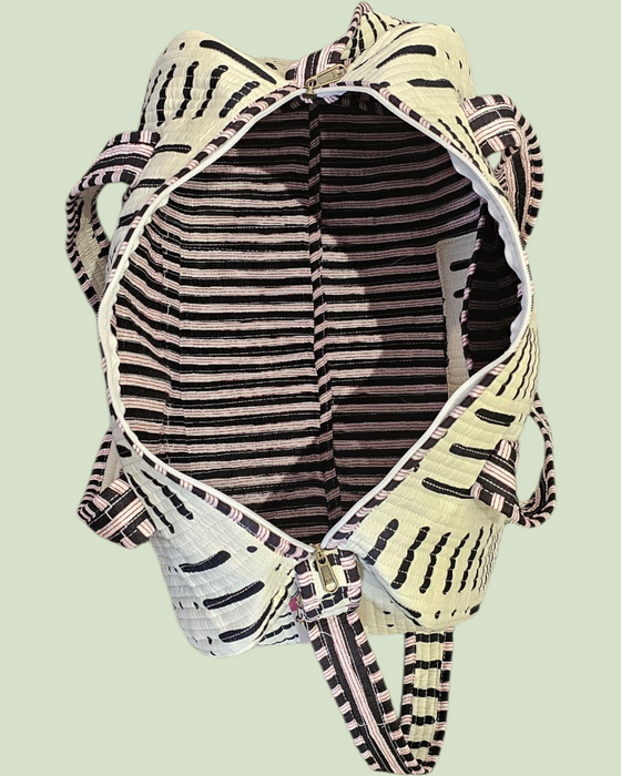 Black & White Quilted Luggage Bag