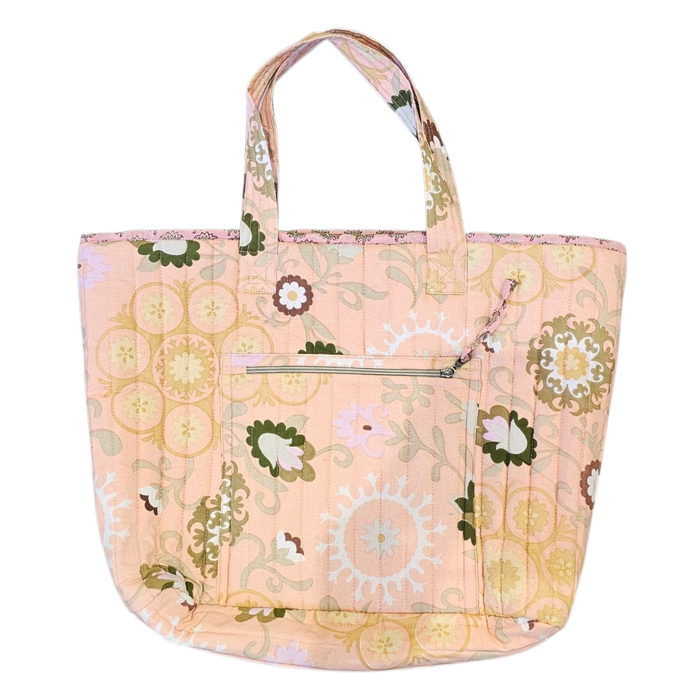 Peachy Floral Quilted Shoulder Bag