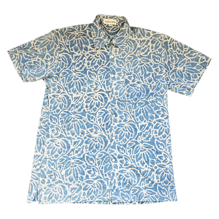 Dabu Print Short Sleeve Shirt - Cool Blue Design