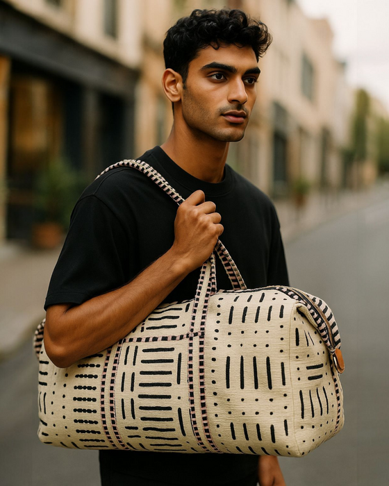 Black & White Quilted Luggage Bag