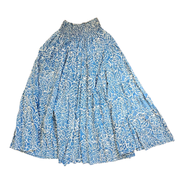 Dabu Print Cotton Skirt - Cool Blue Design