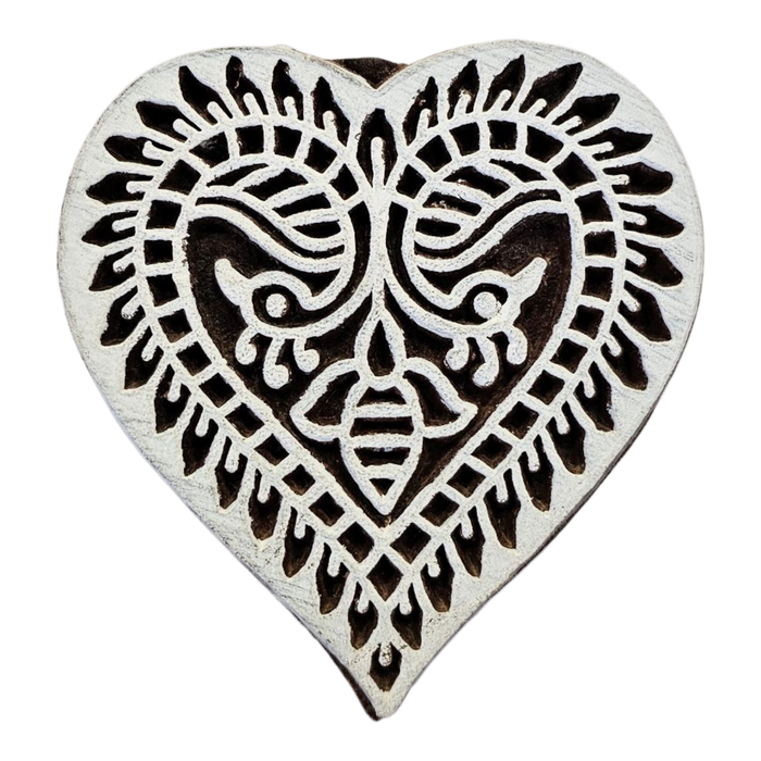 Heart Design Wooden Carved Printing Block