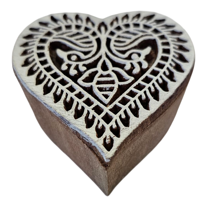 Heart Design Wooden Carved Printing Block