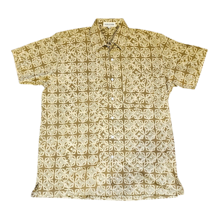 Dabu Print Short Sleeve Shirt - Café Linen Design