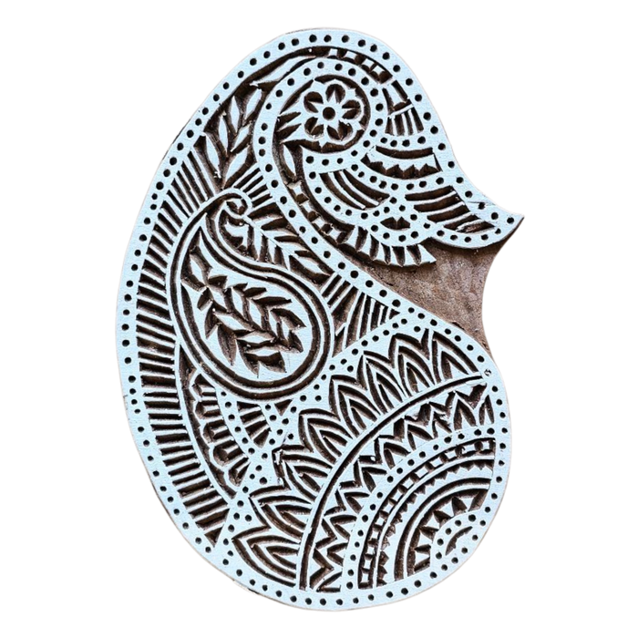 Large Paisley Wooden Carved Printing Block