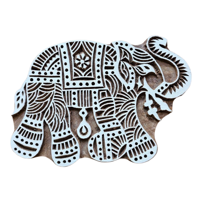 Large Elephant Wooden Carved Printing Block