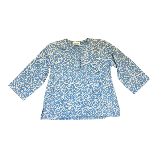 Dabu Print Cotton Top - Cool Blue Design