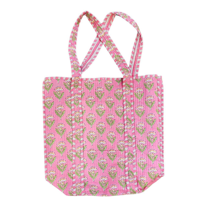 Quilted Cotton Tote Bag - Rosie Pink