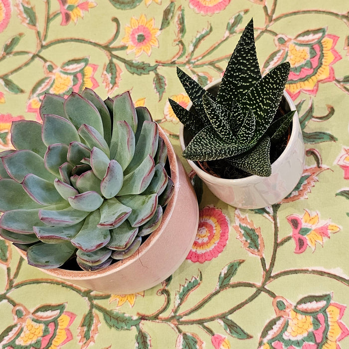 Beryl Green Block Print Tablecloth