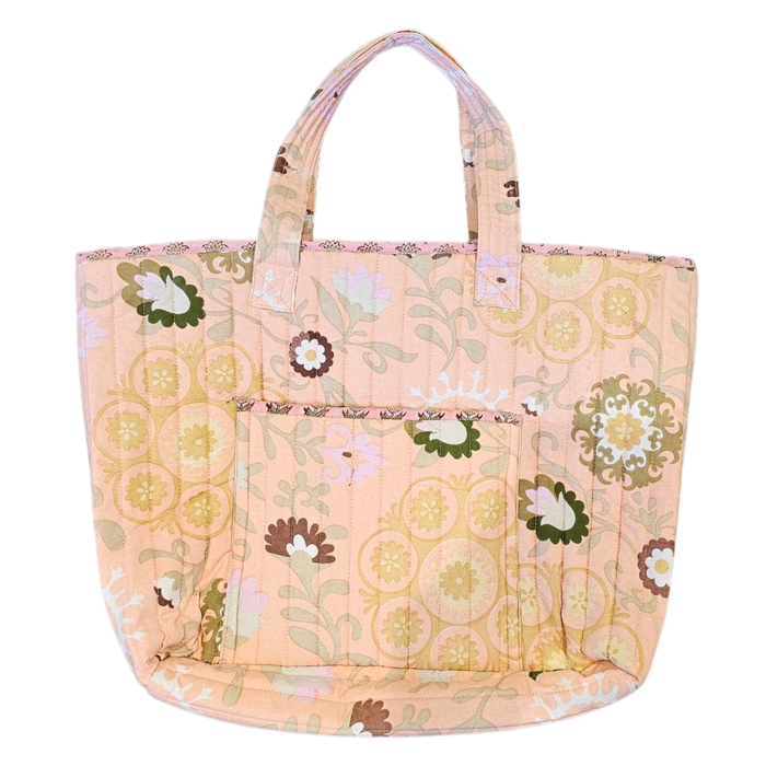 Peachy Floral Quilted Shoulder Bag