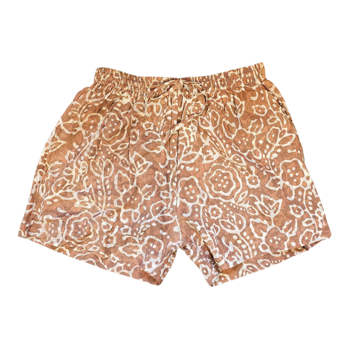Dabu Print Cotton Boxer Shorts Brown Sugar