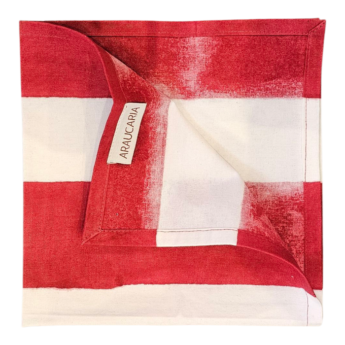Block Print Cotton Napkins - Carmine Stripe