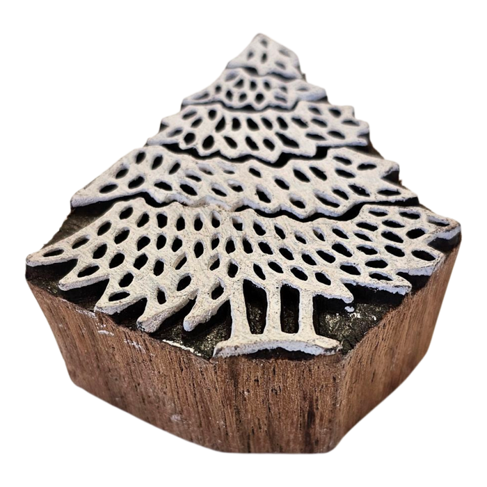 Christmas Tree Design Wooden Carved Printing Block