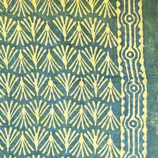 Dabu Print Cotton Sarong - Teal Fan Design