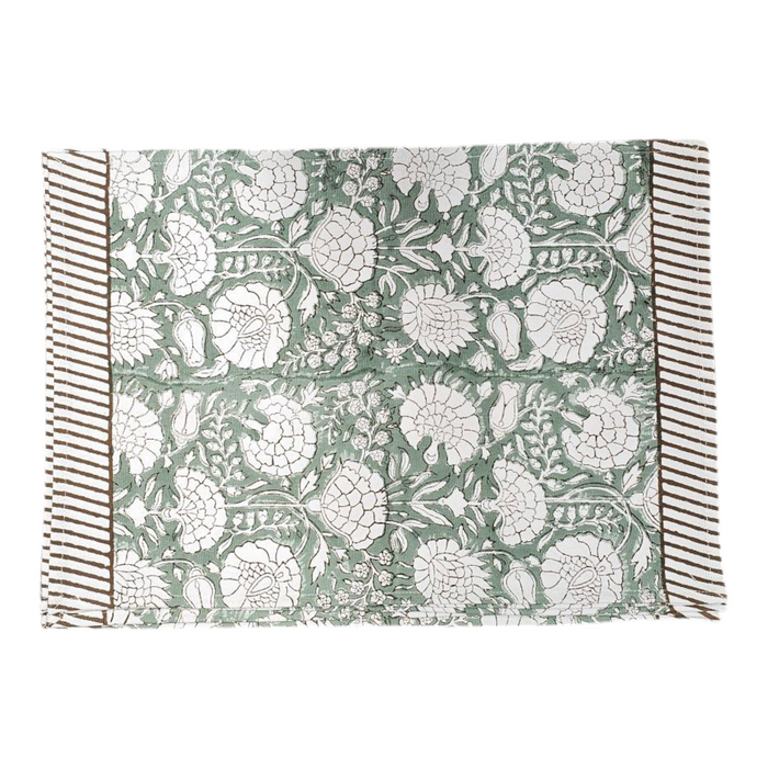 Block Print Cotton Placemats - Iguana Floral Design