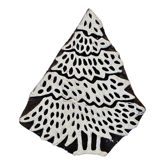 Christmas Tree Design Wooden Carved Printing Block