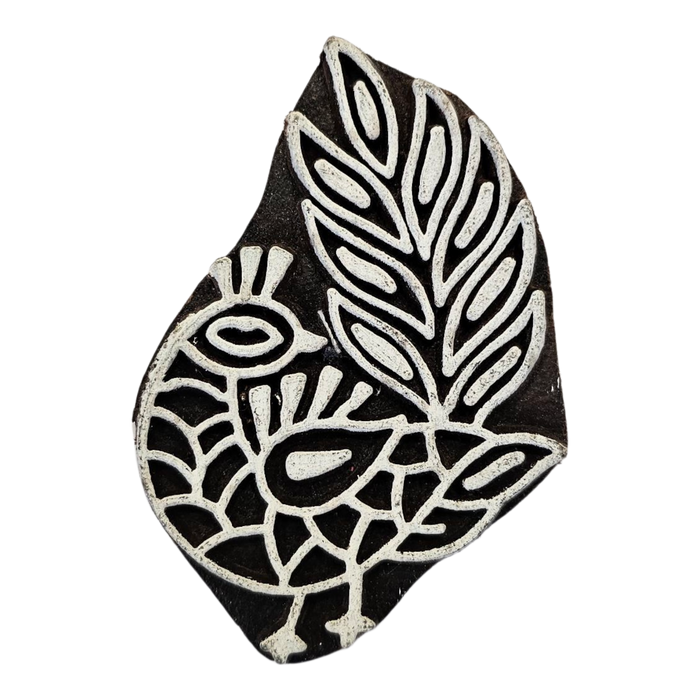 Peacock Design Wooden Carved Printing Block