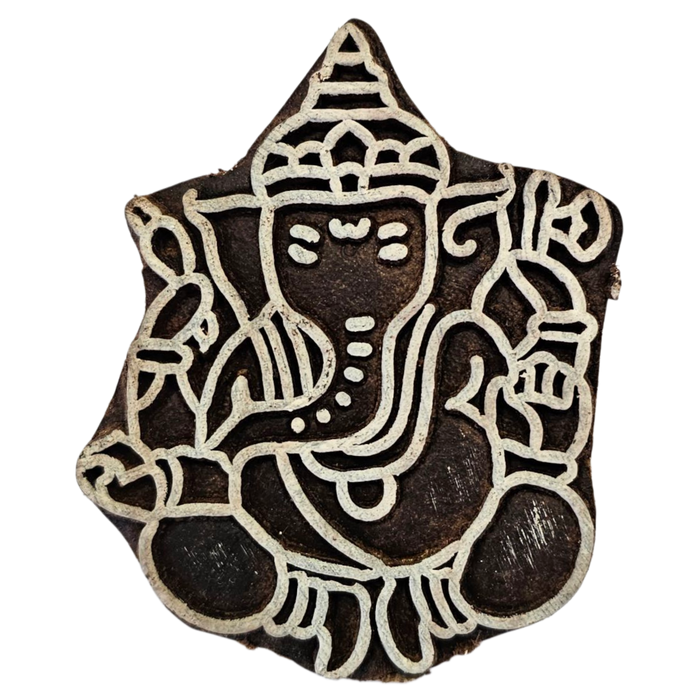 Ganesh Design Wooden Carved Printing Block