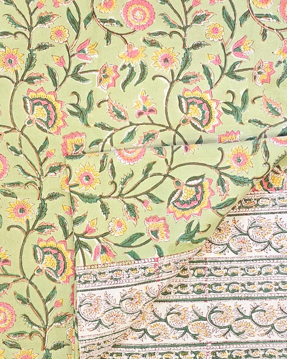 Beryl Green Block Print Tablecloth