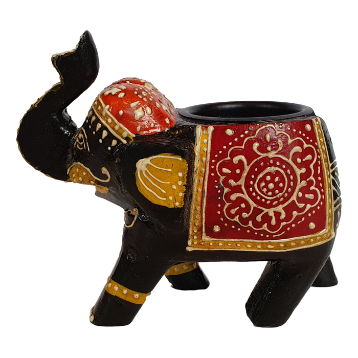 Black Wooden Elephant Tealight Holder