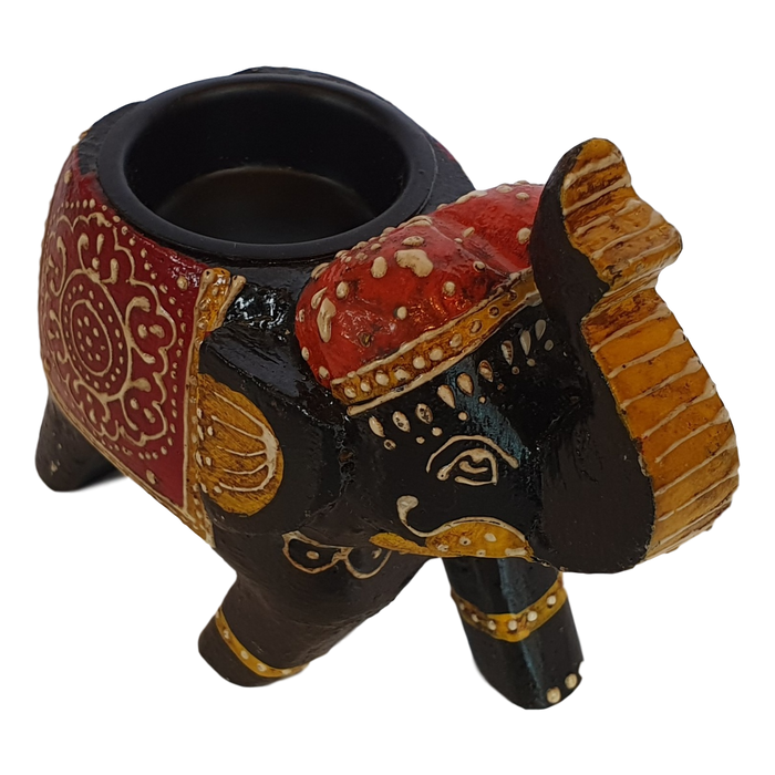Black Wooden Elephant Tealight Holder