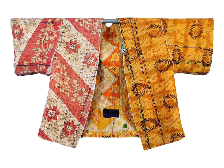 Vintage Cotton Kantha Kimono | Textile Art