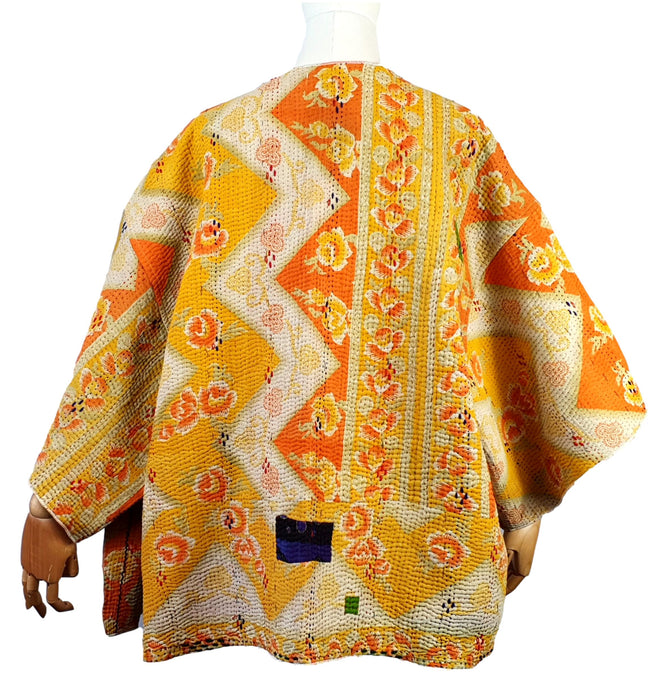 Vintage Cotton Kantha Kimono | Textile Art